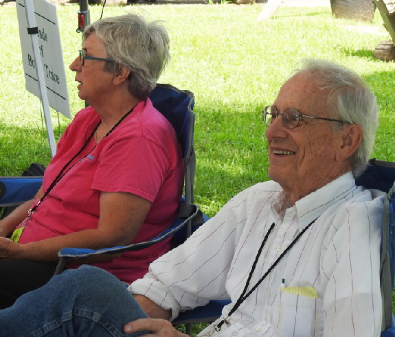 Sandy Stults of The Bluegrass Heritage Museum and Author Henry Enoch talk with visitors